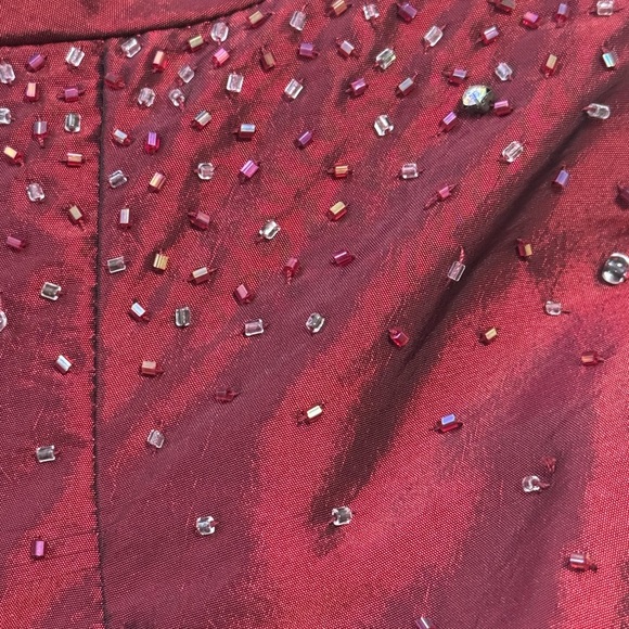 May Queen Beaded Mini Strapless Mini Dress Burgundy Red Size 8 Party Prom Hoco - Picture 4 of 7